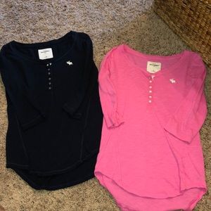 Two Abercrombie 3/4 length sleeve size med